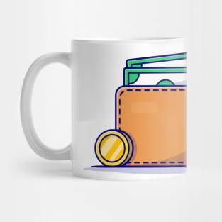 Wallet With Money Cartoon Vector Icon Illustration (2) Mug